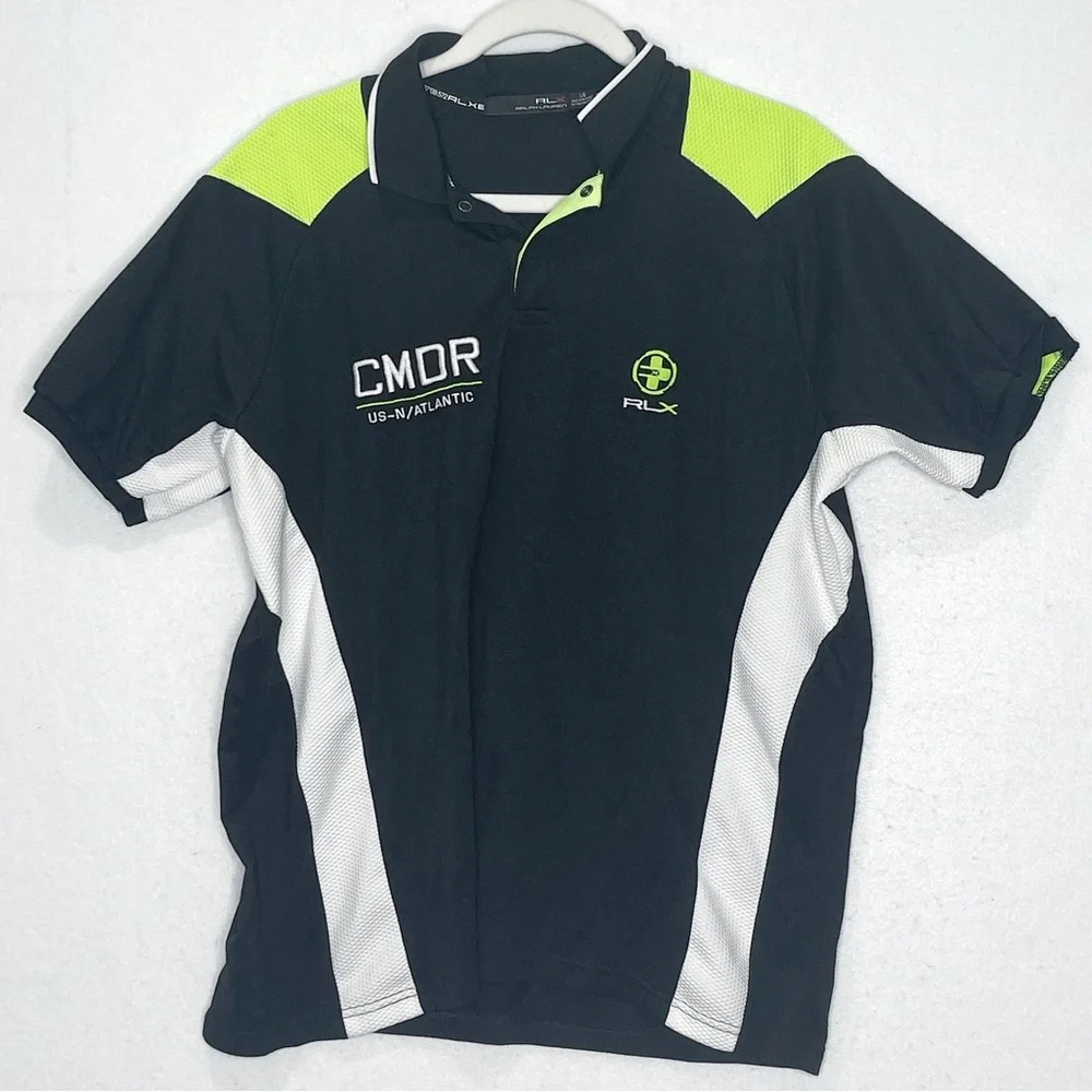 RLX Ralph Lauren Polo Sport CMDR Athletic Polo Shirt CMDR US-N/Atlantic Large